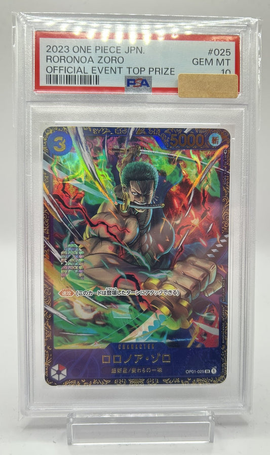 〔PSA10鑑定済〕ロロノア・ゾロ(パラレル)【SR】{OP01-025}