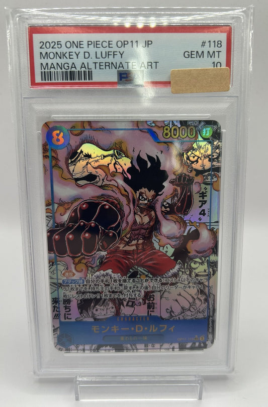【PSA10】モンキー･Ⅾ･ルフィ(パラレル/漫画背景)【SEC】{OP11-118)